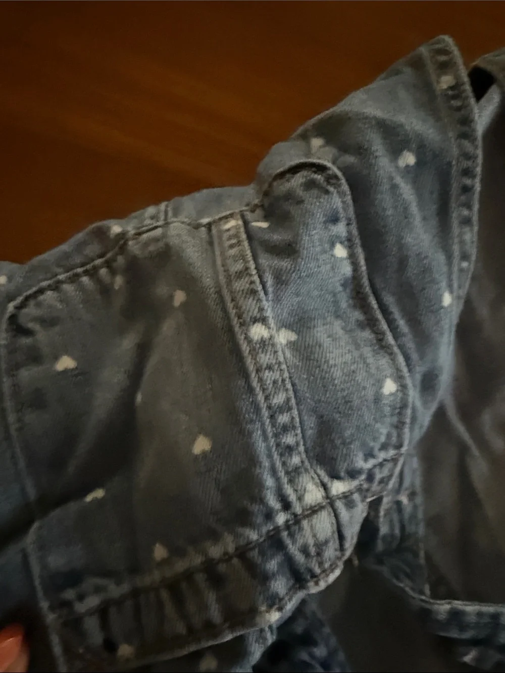 GAP Denim Short Overalls with White Heart Print - Blue